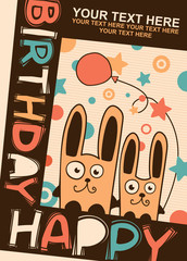 Happy Birthday card with rabbits