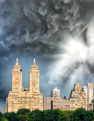 Fototapeta na wymiar Buildings along Central Park in Manhattan, New York City