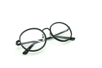 black nerd glasses isolated on white