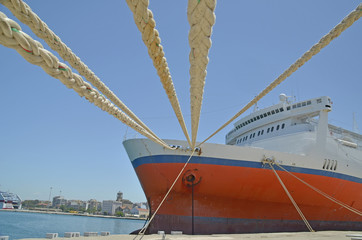 ship ropes - patra city - greece