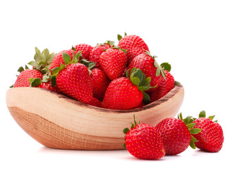 Strawberries in wooden bowl cutout