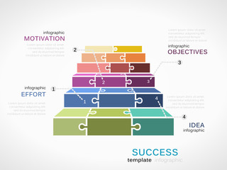 Success concept infographic template with stairs