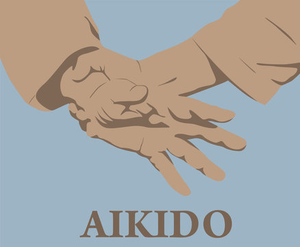 Illustration, capture of hands in Aikido