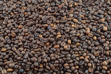 macro of raw coffee