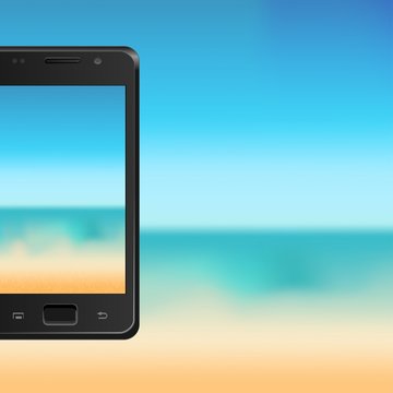 mobile phone. Summer. Sea