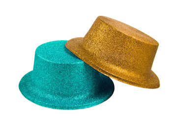 Colorful party hats isolated on white background