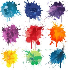 Gordijnen Colorful Abstract vector ink paint splats © hugolacasse