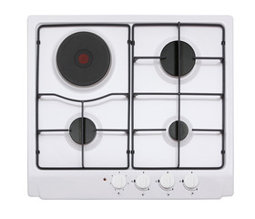 White gas-electric hob isolated on white