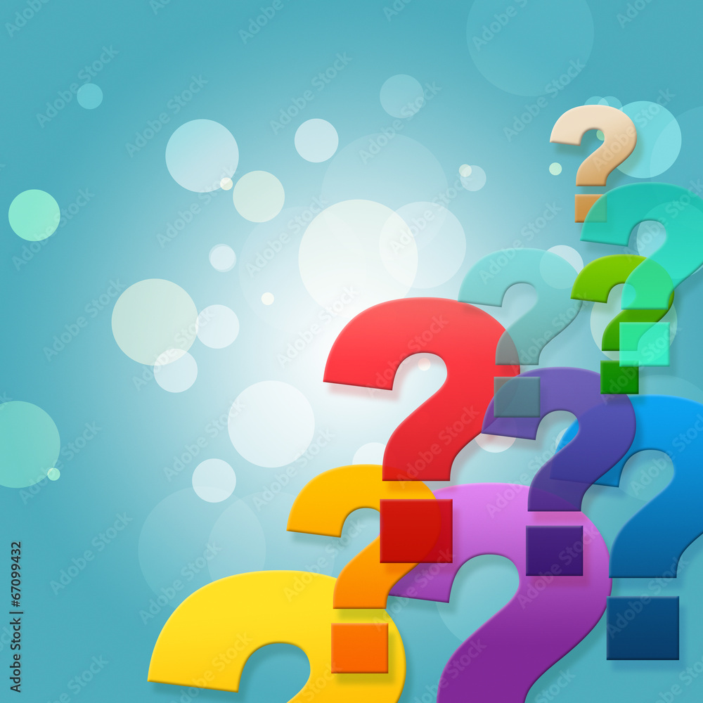 Poster question marks shows frequently asked questions and asking