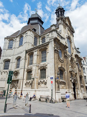 Fototapeta na wymiar Brussels - Baroque church Notre Dame du Bon Secource.