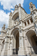 Fototapeta na wymiar Brussels - Neo gothic portal of the church of St. Catharine.