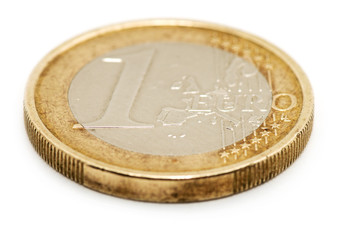 One euro coin on white