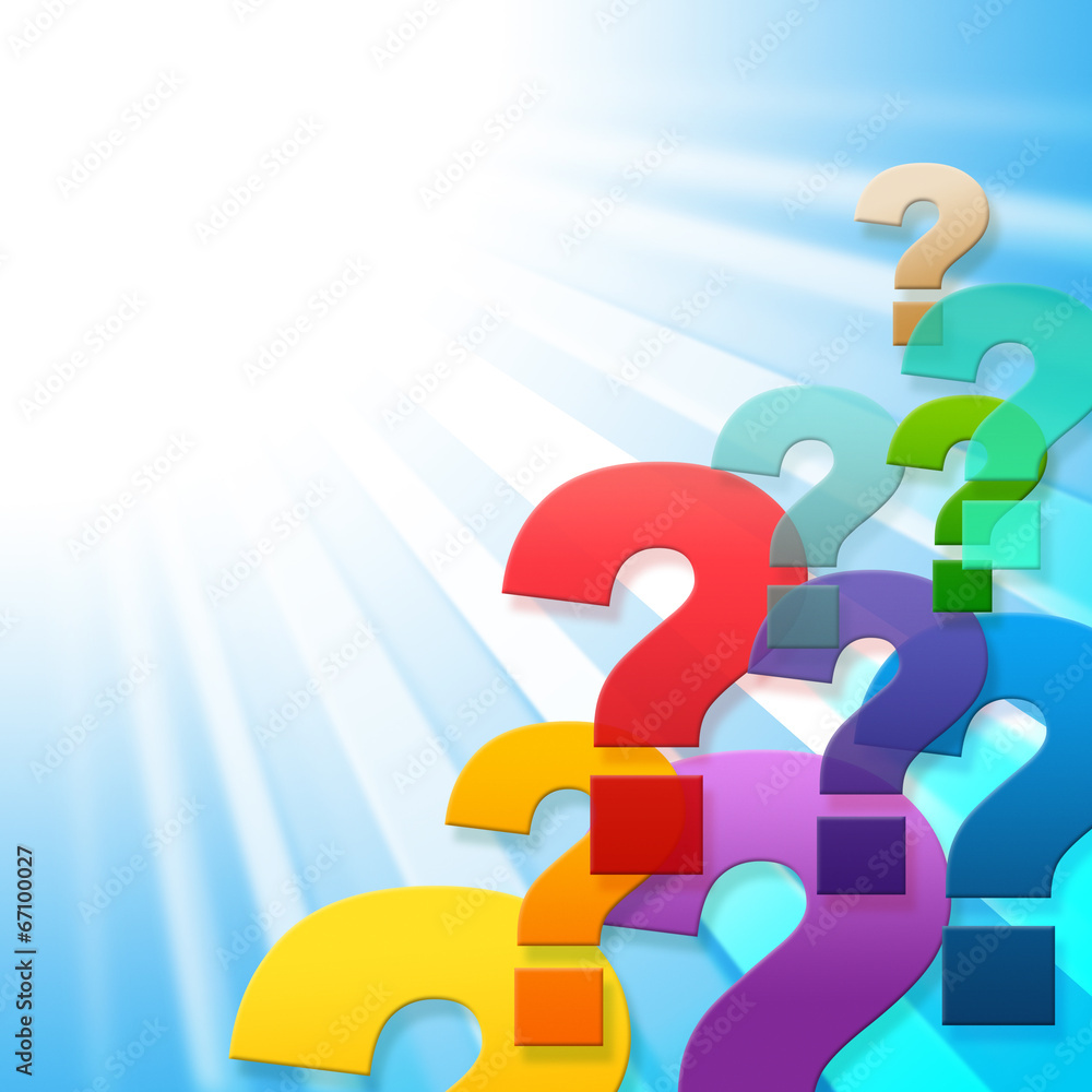 Poster question marks indicates frequently asked questions and asking