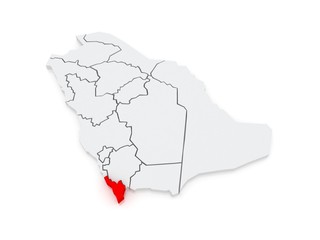 Map of Jizan. Saudi Arabia.