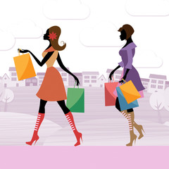 Women Shopper Shows Commercial Activity And Adults