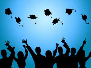 Education Graduation Indicates Degree Ceremony And Finishing - obrazy, fototapety, plakaty