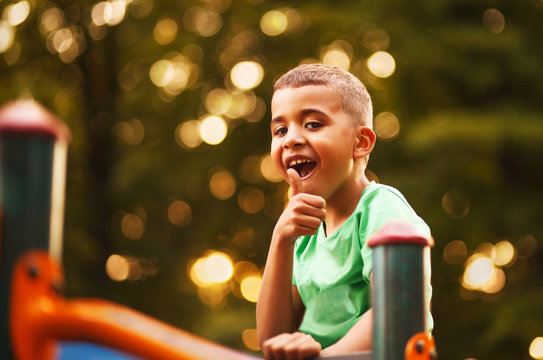 Afro American boy on playground
