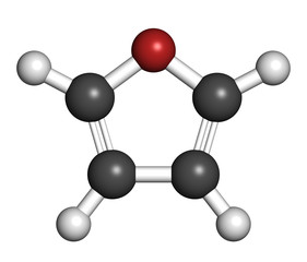 Obraz premium Furan heterocyclic aromatic molecule.