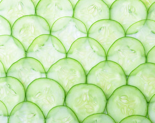 Cucumber and slices on  background.