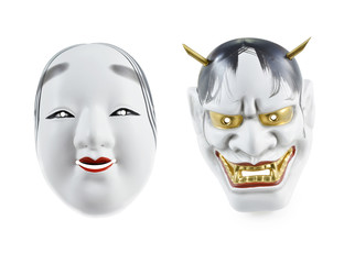 Japanese mask isolated over white background