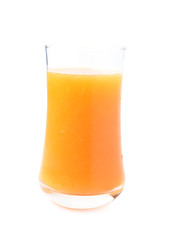 Orange juice glass  on white