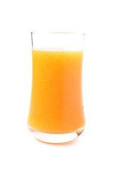 Orange juice glass  on white