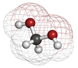 Methylene glycol (methanediol, formaldehyde monohydrate) molecul