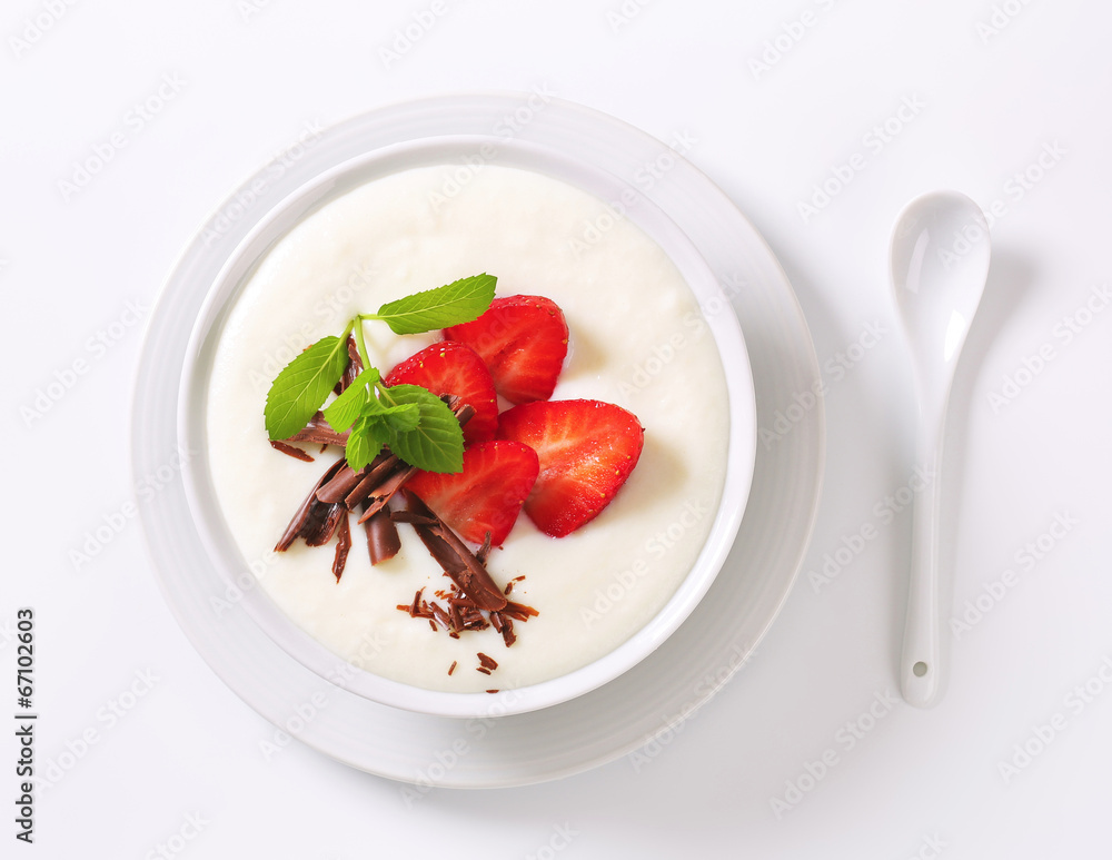 Canvas Prints milk pudding with strawberries