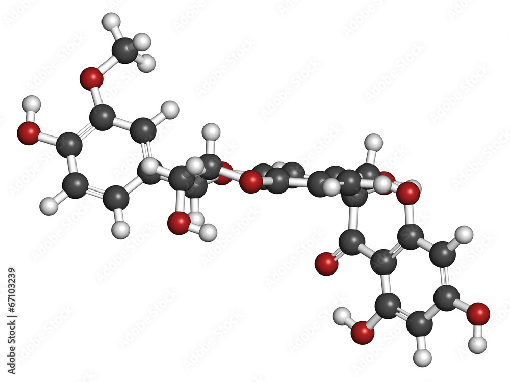 Sticker Silibinin (silybin) milk thistle molecule.