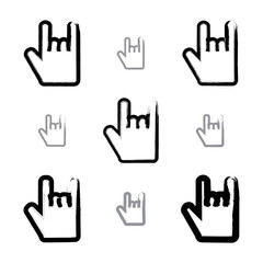 Set of brush drawing simple vector rock on icons, hand-painted r