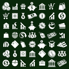 Money icons vector set, finance theme simplistic symbols vector