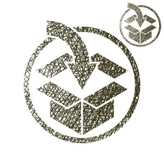 Packaging box with arrow delivery and packaging theme vector sim