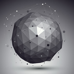 3D mesh modern style abstract background, spherical origami futu