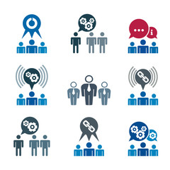 Teamwork and business cooperation theme creative vector icons se
