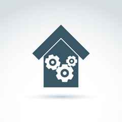 Gears and cogs system theme icon, factory, manufacturing, machin