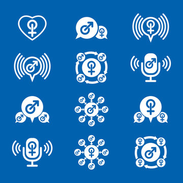 Male gender creative and unusual icons set, vector symbols colle