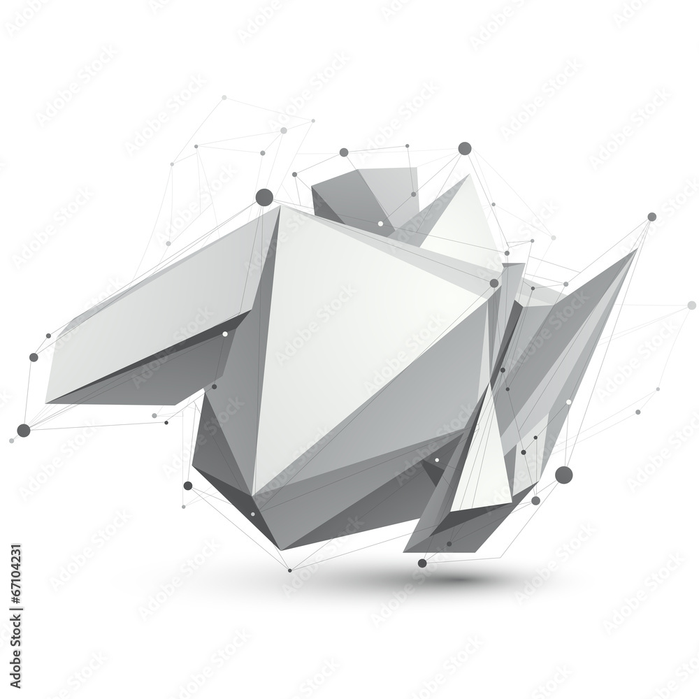 Poster triangular abstract grayscale 3d shape, vector digital eps8 latt
