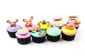 Easter cupcakes isolated white background