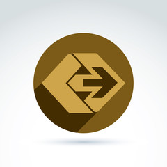 Geometric abstract symbol with arrow, vector graphic design elem