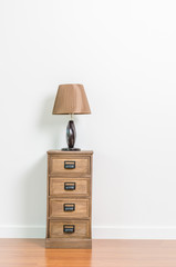 Lamp on bedside table