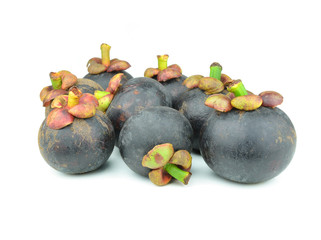Mangosteen - Tropical Fruits Mangosteen on white background