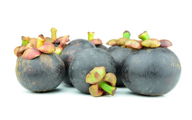 Mangosteen - Tropical Fruits Mangosteen on white background