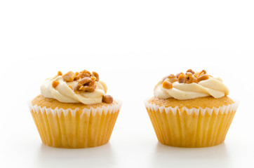 Nuts cupcake isolated on white background