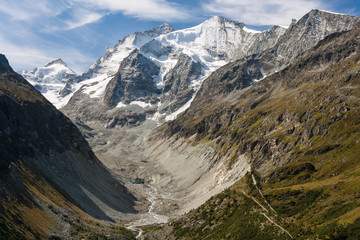 Fototapeta na wymiar aerial view of Val d'Anniviers in Swiss Alps