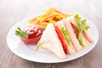 sandwich and french fries