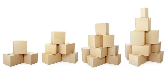 piles of cardboard boxes - obrazy, fototapety, plakaty