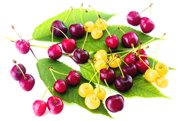 Cherries isolated on white