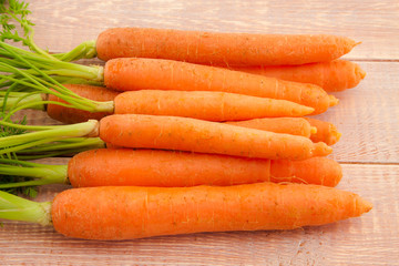 Fresh organic carrots with their tops