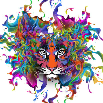 яркий абстрактный  фон с тигром