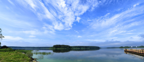 panorama of the lake with clouds